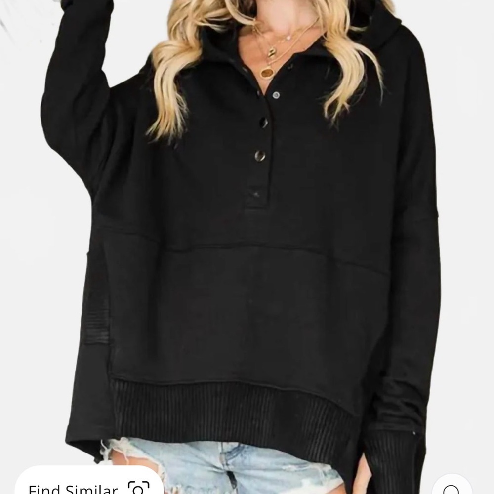 BUCKETLIST Washed French Terry Hoodie Oversized in Black